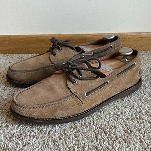 Brunello Cucinelli Men’s Brown Suede Moc Toe Boat Shoes Made in Italy US 9.5-10